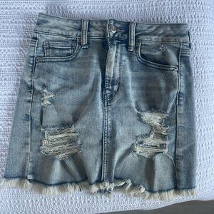 Distressed Denim Skirt